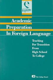 Cover of: Academic preparation in foreign language by 