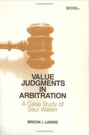 Cover of: Value Judgements in Arbitration: A Case Study of the Scul Wallen (ILR Press Books)