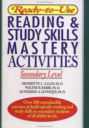 Cover of: Ready-to-use reading & study skills mastery activities by Henriette L. Allen, Henriette L. Allen