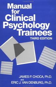 Cover of: Manual for clinical psychology trainees