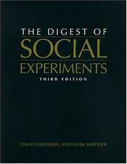 Cover of: The Digest of Social Experiments by David H. Greenberg, Mark Shroder