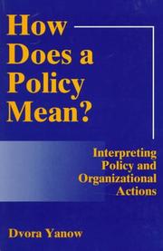 How Does a Policy Mean? by Dvora Yanow