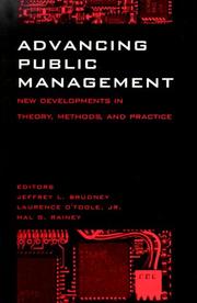 Cover of: Advancing Public Management: New Developments in Theory, Methods, and Practice