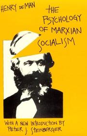 Cover of: The Psychology of Marxian Socialism | Henry de Man