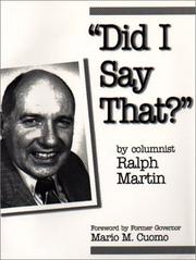 Cover of: "Did I Say That?" by Ralph Martin