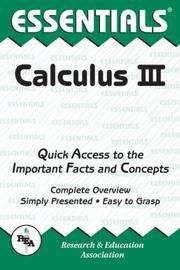 Cover of: The essentials of calculus III