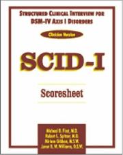 Cover of: Structured Clinical Interview for DSM-IV Axis I Disorders (Clinical Version) SCID-I Scoresheet (Five Pack)