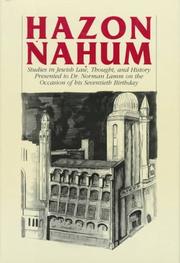 Cover of: Hazon Nahum: Studies in Jewish Law, Thought, and History Presented to Dr. Norman Lamm on the Occasion of His Seventieth Birthday