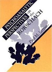 Cover of: Psychoanalytic perspectives on the Rorschach | Paul M. Lerner