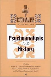 Cover of: The Annual of Psychoanalysis: Psychoanalysis and History (Annual of Psychoanalysis)