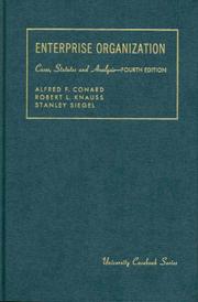 Cover of: Enterprise organization by Alfred Fletcher Conard, Alfred F. Conard
