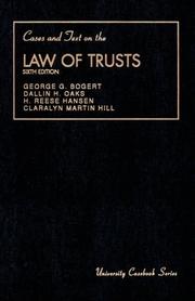 Cover of: Cases and text on the law of trusts