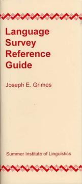 Language survey reference guide by Joseph E. Grimes