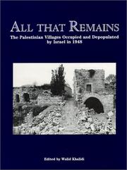 Cover of: All That Remains: The Palestinian Villages Occupied and Depopulated by Israel in 1948