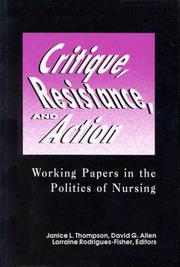 Cover of: Critique, resistance, and action by Janice L. Thompson, David G. Allen, Lorraine Rodrigues-Fisher, editors.