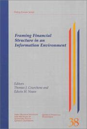 Cover of: Framing financial structure in an information environment by editors, Thomas J. Courchene and Edwin H. Neave.