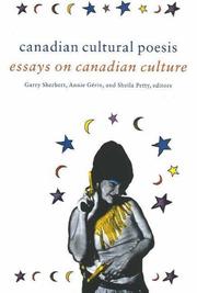 Cover of: Canadian Cultural Poesis by 