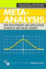 Cover of: Meta-Analysis by Ralf Schulze, Heinz Holling, Dankmar Böhning