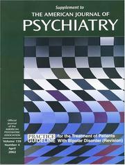 Cover of: Practice Guideline for the Treatment of Patients with Bipolar Disorder
