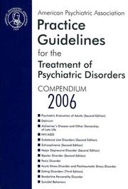 Cover of: American Psychiatric Association Practice Guidelines for the Treatment of Psychiatric Disorders by American Psychiatric Association.