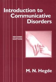 Cover of: Introduction to communicative disorders by M. N. Hegde
