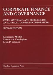 Cover of: Corporate finance and governance