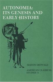 Cover of: Autonomia, Its Genesis and Early History (American Classical Studies)
