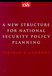 Cover of: A new structure for national security policy planning