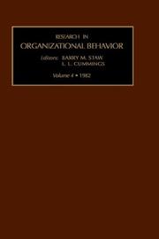 Cover of: Research in Organizational Behavior: Vol 4 (Research in Organizational Behavior)