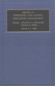 Cover of: Research in Personnel and Human Resources Management