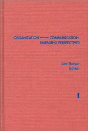 Cover of: Organization--communication by Lee Thayer, editor.