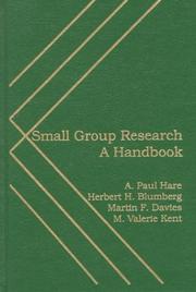 Cover of: Small group research by A. Paul Hare ... [et al.].