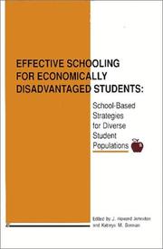 Cover of: Effective schooling for economically disadvantaged students: school-based strategies for diverse student populations