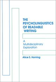 Cover of: The psycholinguistics of readable writing: a multidisciplinary exploration