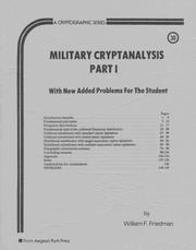 Cover of: Military Cryptanalysis, Part I, Monoalphabetic Substitution Systems (Cryptographic Series, C-30)
