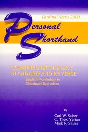 Cover of: Personal shorthand: combined dictionary, standard and reverse