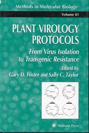 Cover of: Plant virology protocols: from virus isolation to transgenic resistance