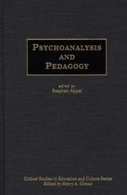Psychoanalysis and pedagogy by Stephen Appel