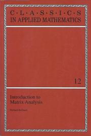 Introduction to matrix analysis by Richard Ernest Bellman