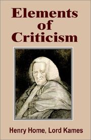 Cover of: Elements of Criticism