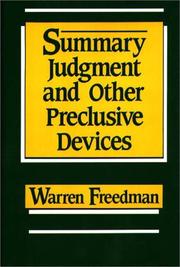 Cover of: Summary judgment and other preclusive devices