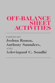 Cover of: Off-balance sheet activities by edited by Joshua Ronen, Anthony Saunders, and Ashwinpaul C. Sondhi.