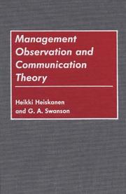 Cover of: Management observation and communication theory