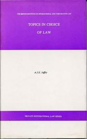 Cover of: Topics in choice of law | A. J. E. Jaffey