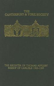 Cover of: The Register of Thomas Appleby, Bishop of Carlisle 1363-1395 (Canterbury & York Society)