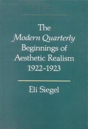 Cover of: The Modern quarterly beginnings of aesthetic realism, 1922-1923