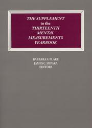 Cover of: The Supplement to the Thirteenth Mental Measurements Yearbook (Buros Mental Measurements Yearbooks)