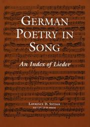 German Poetry in Song by Lawrence D. Snyder