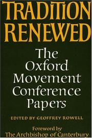 Cover of: Tradition Renewed by Geoffrey Rowell