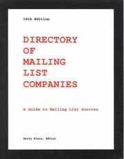 Cover of: Directory of Mailing List Companies by Barry Klein, Barry Klein